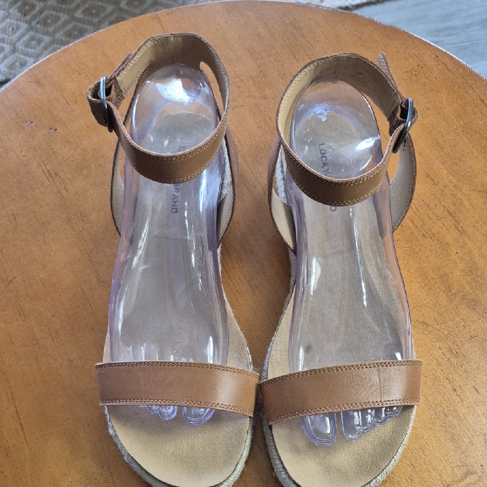 Lucky Brand Flat Brown Ankle Strap Espadrille Sandals. Sz 10